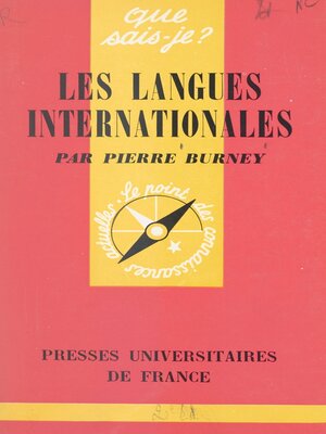 cover image of Les langues internationales